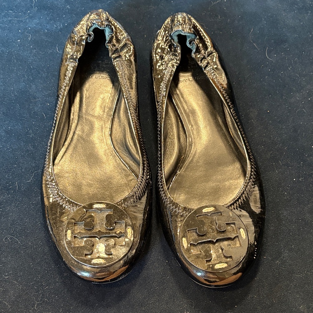 Tory Burch Patent Leather Black Ballet Flats